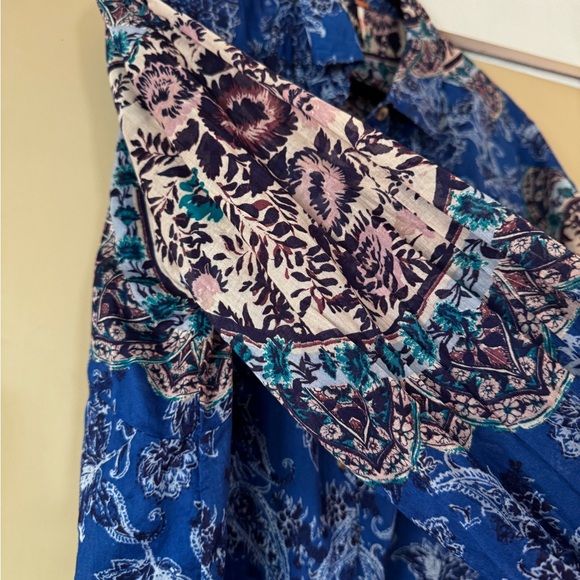 Free People Blue Paisley/Floral Button down Blouse - Picture 5 of 8
